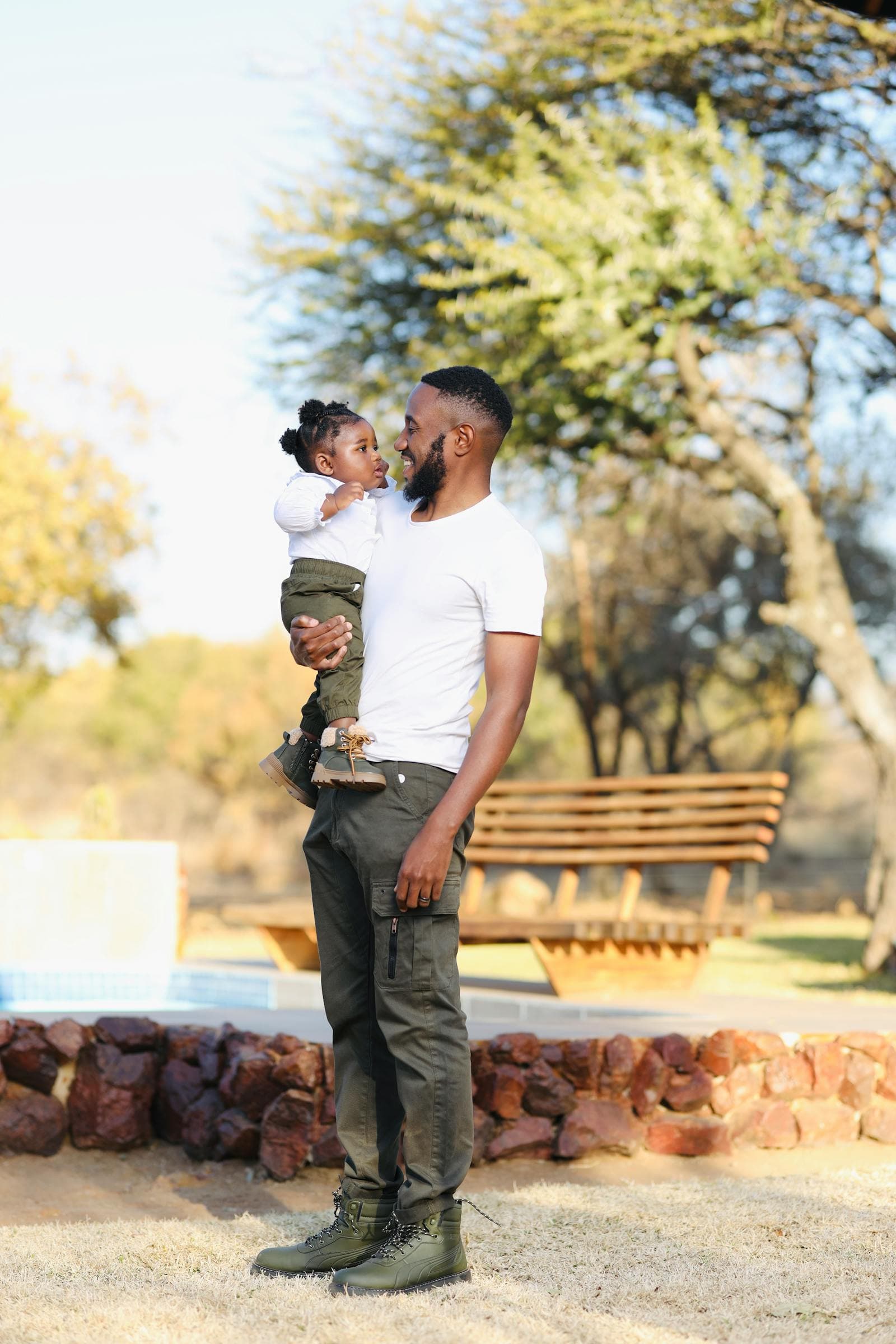 A parent and child spending time together in nature