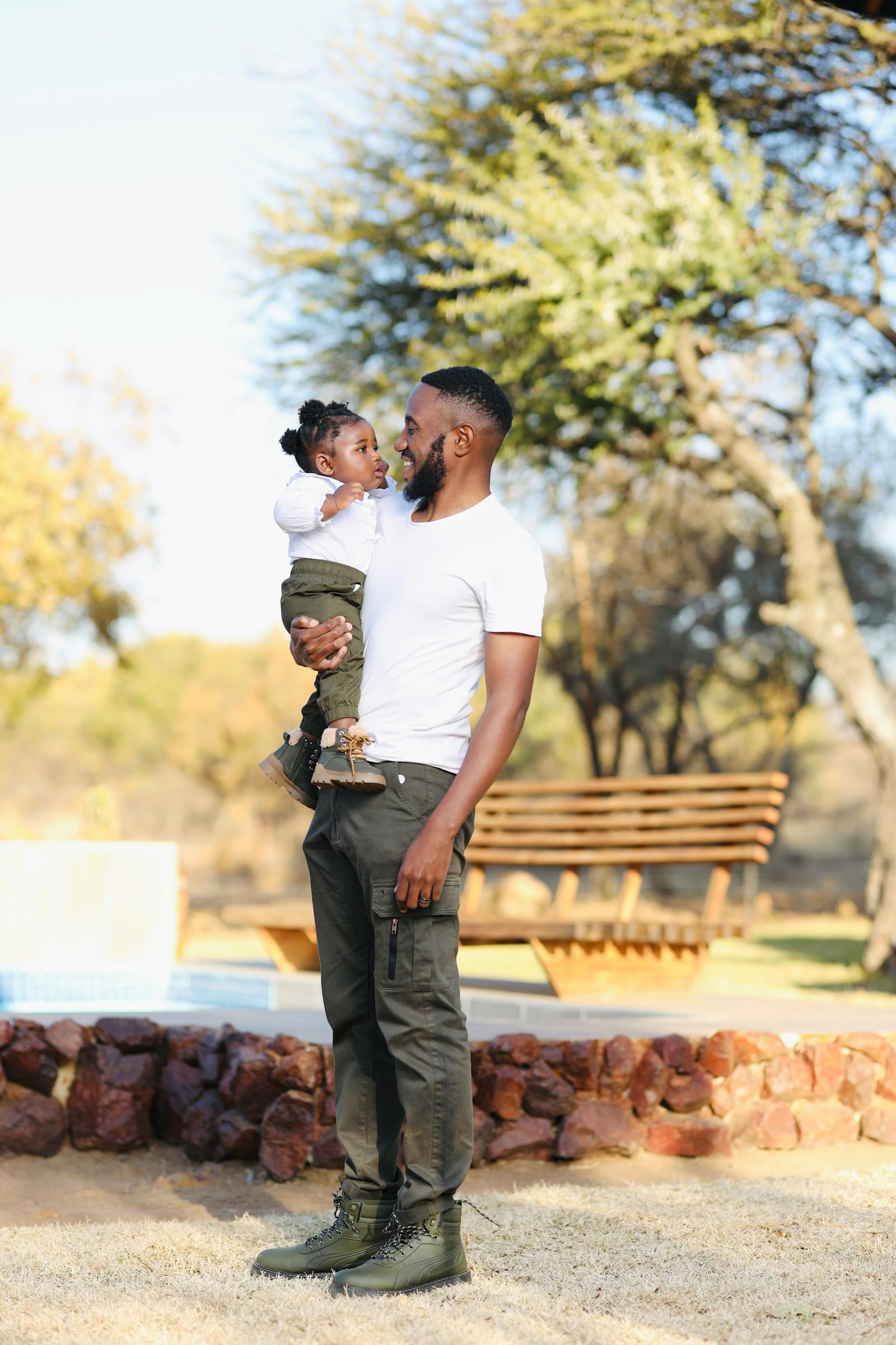 A parent and child spending time together in nature